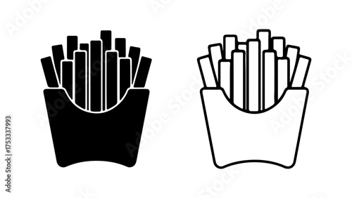 French fries in paper container with transparent background