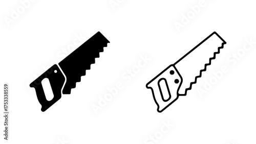 Hand saw outline and solid with transparent background