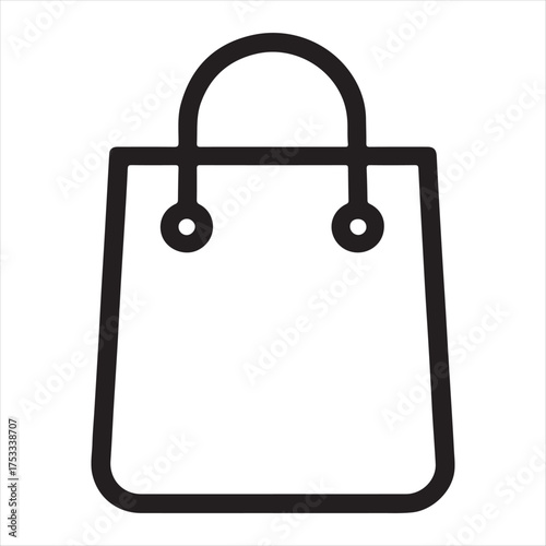 Simple outline icon of a shopping bag with handles representing commerce and retail