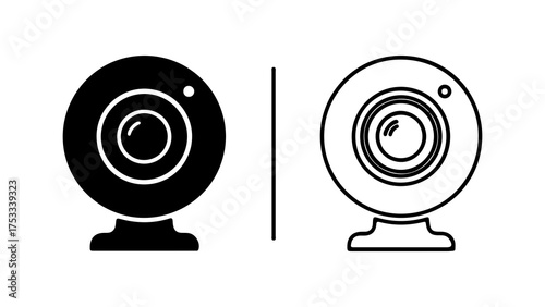 Webcam icons with outline and solid fill with transparent background