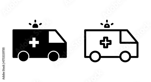 Ambulance icon symbol for apps and websites. ambulance truck sign and symbol. ambulance car