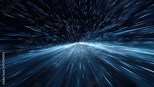 Dynamic visual of an optical zoom effect, portraying movement in a celestial, cosmic blue space