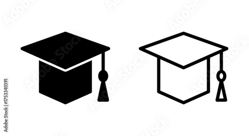 Education icon symbol for apps and websites. Graduation cap sign and symbol. Graduate. Students cap