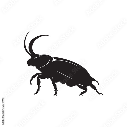 Elegant Rhinoceros Beetle Silhouette