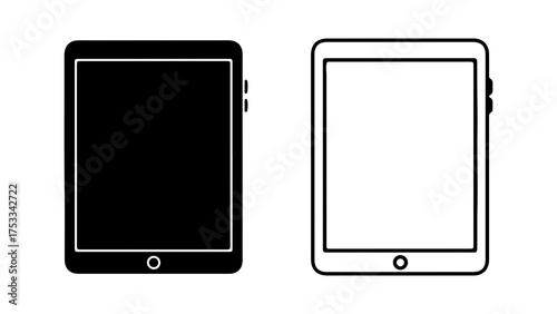 Tablet devices with outline and solid fill with transparent background