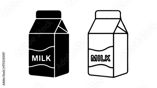 Milk carton icons with transparent background