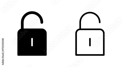 Unlock icon symbol for apps and websites. Unlock sign and symbol. unlocked padlock icon