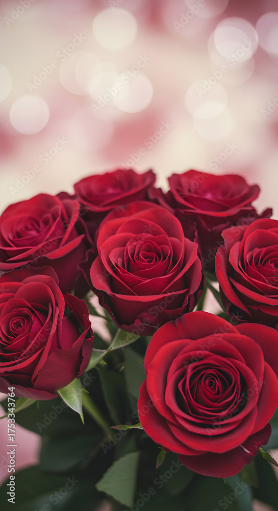 Obraz premium Close up of red roses on blurred background