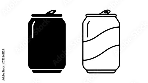 Soda cans with outline and solid fill with transparent background