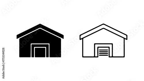 House icons with outline and solid fill with transparent background