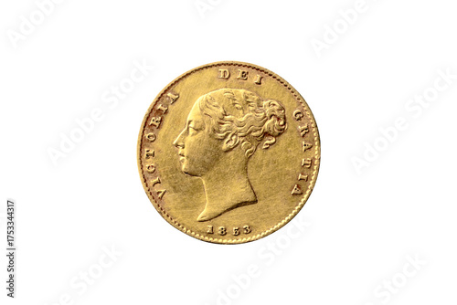 Fotografia Queen Victoria 1819-1901 gold half sovereign coin dated 1853 obverse front young