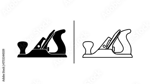 Hand plane outline and solid with transparent background