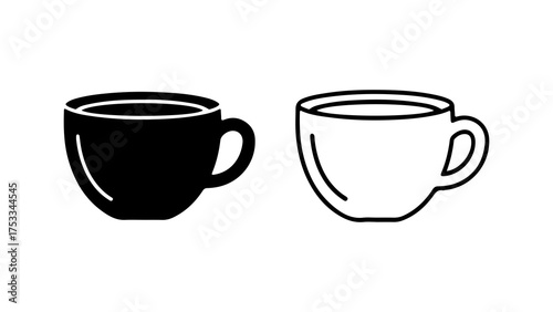 Coffee cups outline with transparent background