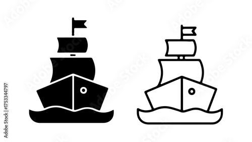 Sailing ship icons with transparent background