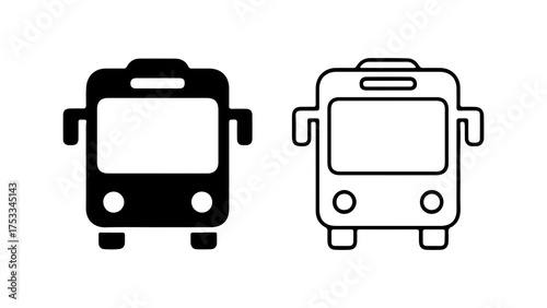 Bus icon set with transparent background