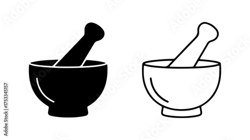 Mortar and pestle set with transparent background