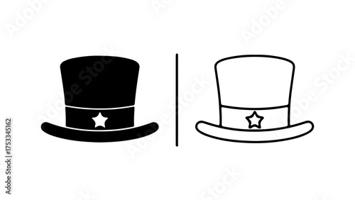 Top hats with star detail with transparent background