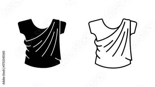 Draped tunic sketches with transparent background