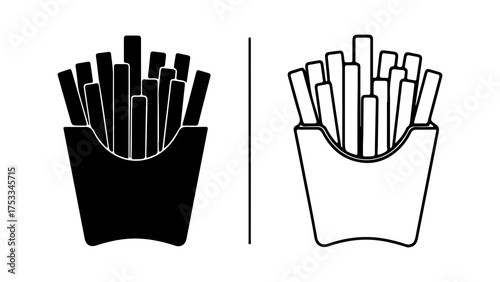 French fries in container with transparent background