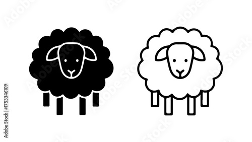 Black and white sheep icons with transparent background