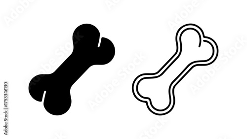 Dog bone outline and solid with transparent background