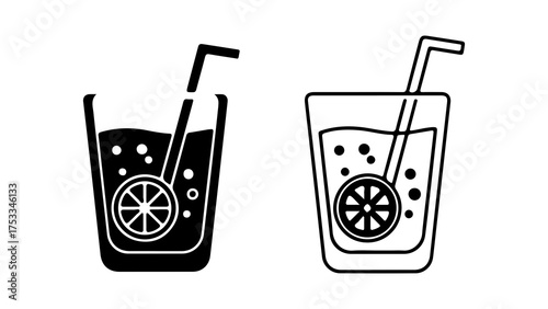 Refreshing drink with straw with transparent background