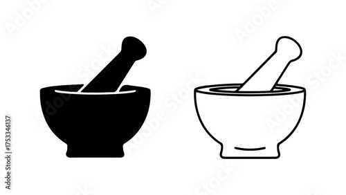 Mortar and pestle set with transparent background