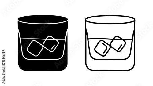 Drink with ice in glass with transparent background