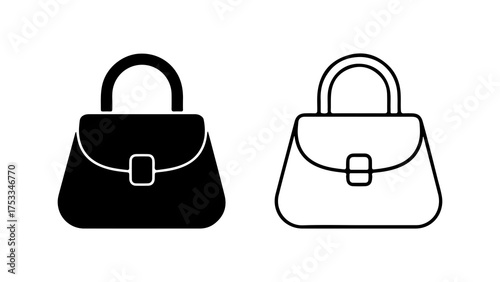 Handbags outline and solid with transparent background