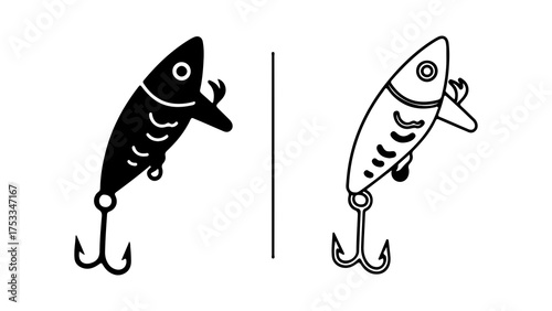 Fishing lures with hooks with transparent background