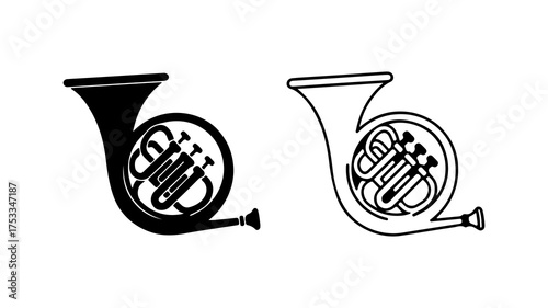 French horns with transparent background