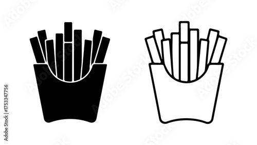 French fries in container with transparent background