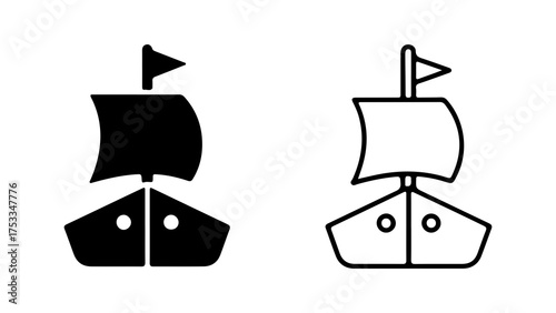 Sailing ship icon with transparent background