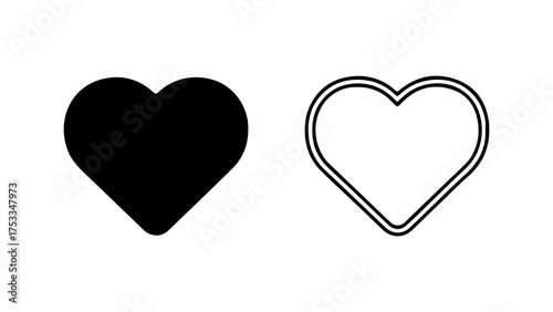 Two heart icons with transparent background