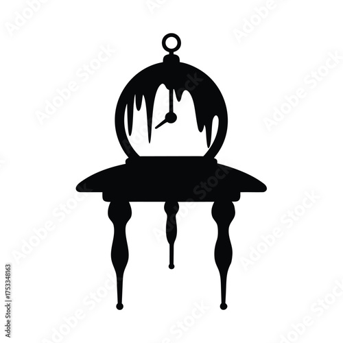 Melting Clock Surreal Time Concept Silhouette