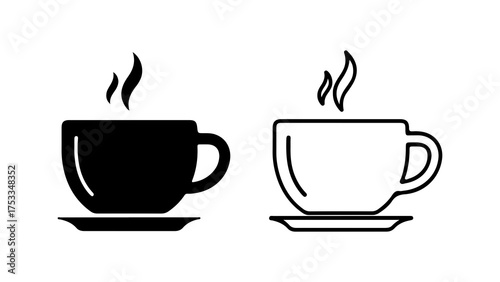 Hot beverage cups with steam with transparent background