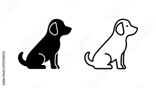 Dog icons with outline and solid fill with transparent background