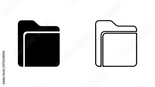 Folder icons with outline and solid fill with transparent background