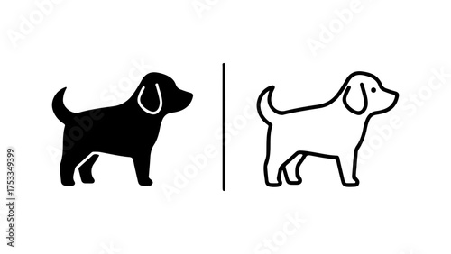 Dog icons with outline and solid fill with transparent background