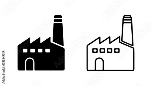 Factory buildings with smokestacks with transparent background