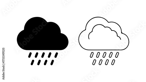 Rain cloud with raindrops with transparent background