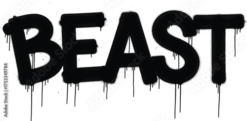 Dripping Beast Graffiti Style Black Word Art with Transparent Background Design