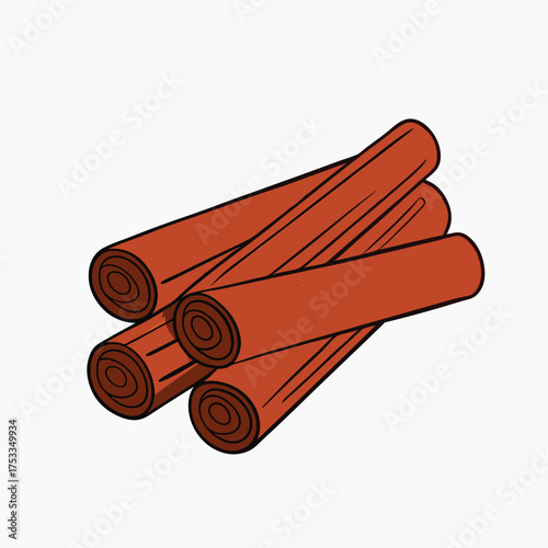 Realistic illustration of a pile of cinnamon sticks and swirls