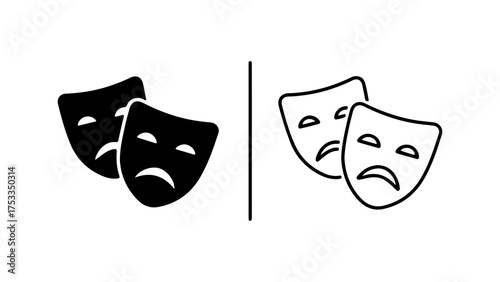 Tragedy and comedy masks with transparent background