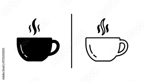 Hot beverage cups with steam with transparent background