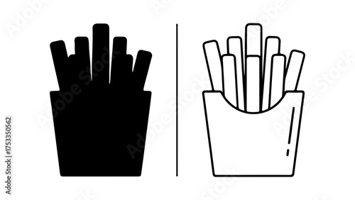 French fries in container with transparent background