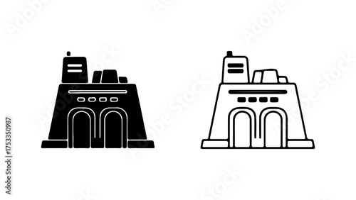 Ancient temple building with transparent background