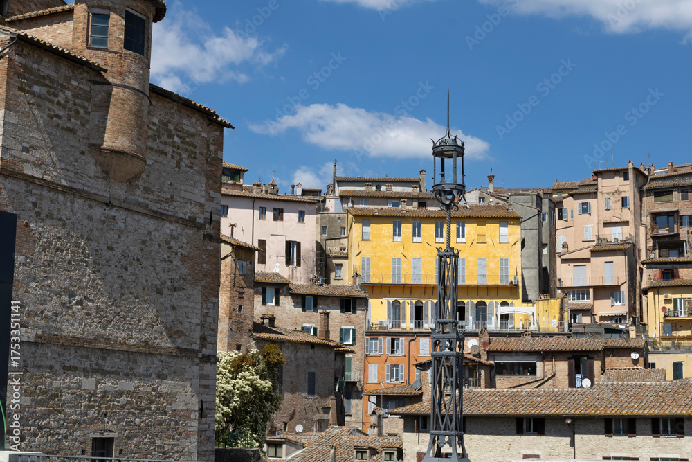 Obraz premium Panoramic view of Perugia from the terrace of the public market. Umbria, Italy.