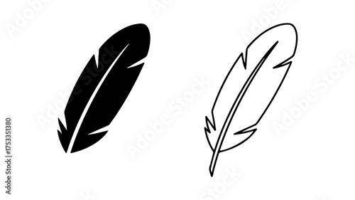 Feathers outline and solid with transparent background