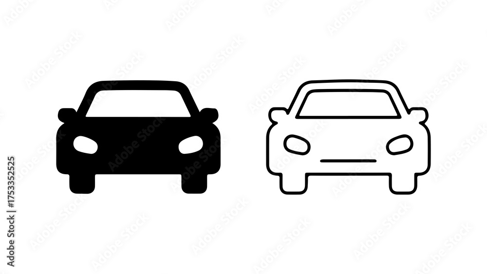 Fototapeta premium Car icons with outline and solid fill with transparent background